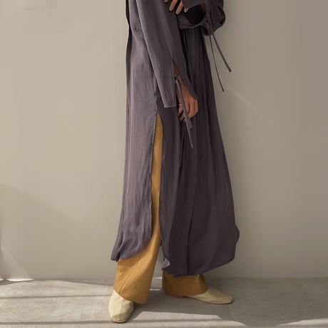 【nokcha original】back open pleats silky ops/charcoal_nd0096