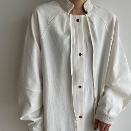 【nokcha original】accent jacquard long shirt/ivory_nb0080