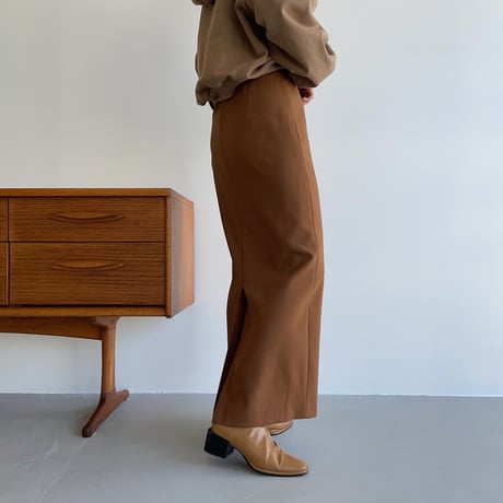 【nokcha original】stitch long skirt/camel brown_ns0059
