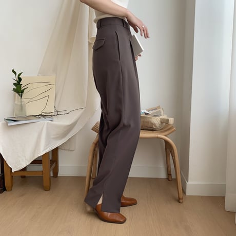 【nokcha original】slit long slacks pants/2colors_np0146
