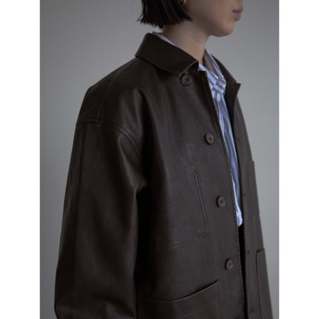 《予約販売》mannish middle leather like jacket/2colors(unisex)_no0397