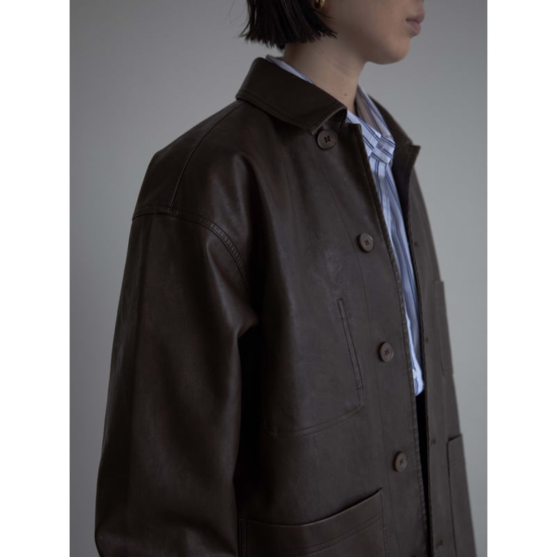 予約販売》mannish middle leather like jacket/2color