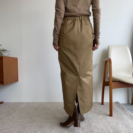 【nokcha original】twill long skirt/beige_ns0064