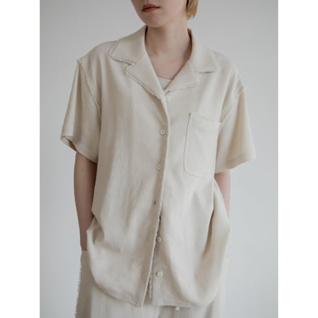 - AUTHENTIC series - vintage like linen shirt/ivory_an0038