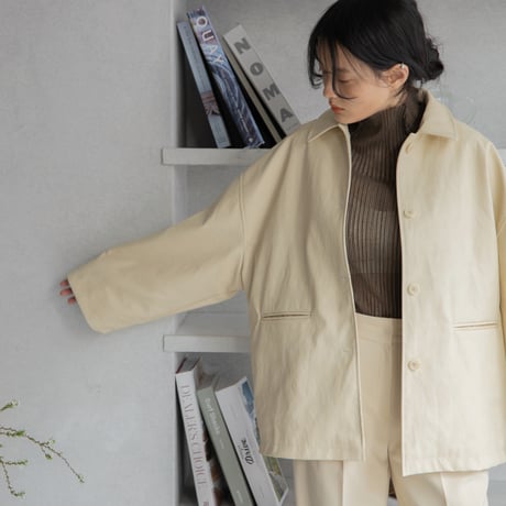 【nokcha original】eco leather over jacket/ivory_no0197