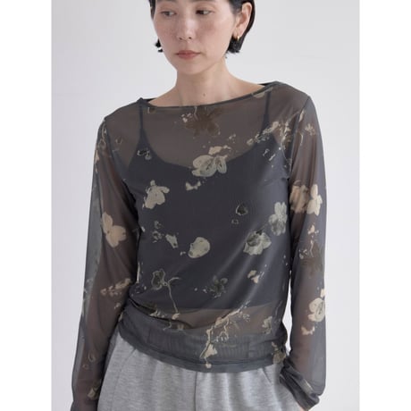 《予約販売》vintage like flower sheer tops/2colors_nt2522
