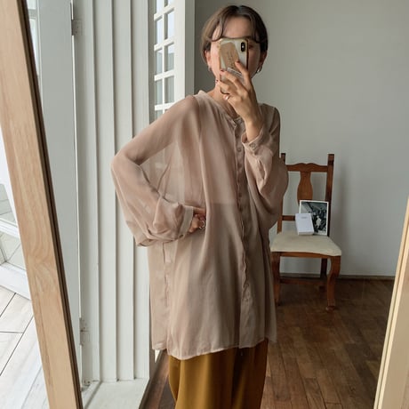 【nokcha original】sheer raglan over shirt/beige_nt0513