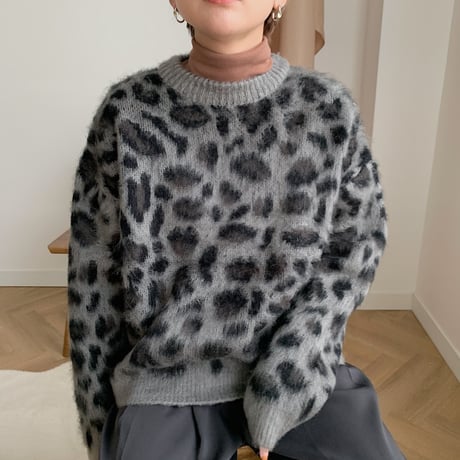 ✳︎予約販売✳︎leopard gray knit_nt0179
