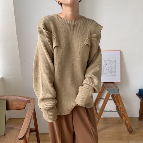 《予約販売》unique shoulder knit/2colors_nt0641