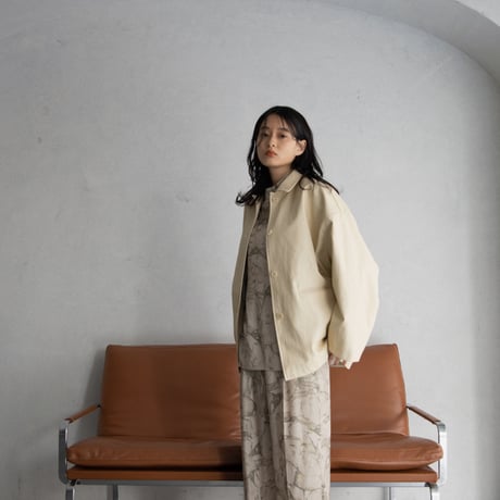 【nokcha original】eco leather over jacket/ivory_no0197