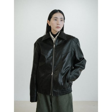 《予約販売》accent fake leather jacket(unisex)_no0503