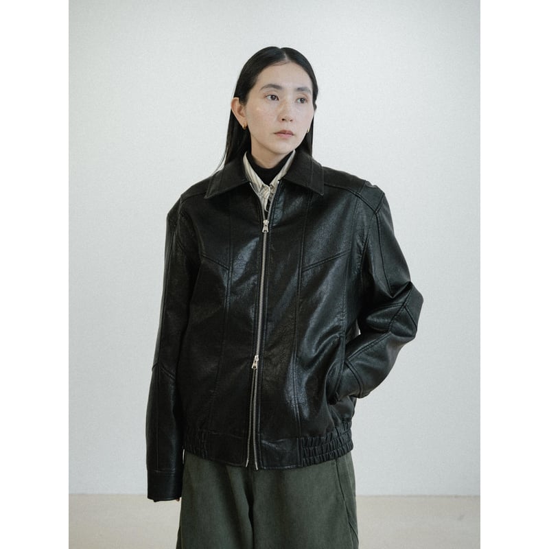 予約販売》accent fake leather jacket(unisex)_no0503
