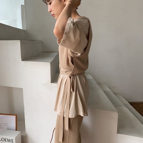 【nokcha original】thermal knit bustier/ beige_nt0455