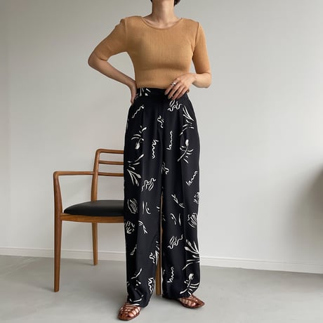 【nokcha original】nuance pattern pants/black_np0421