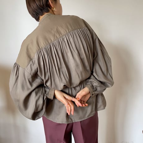 【nokcha original】2way volume blouse/ moca_nt0842