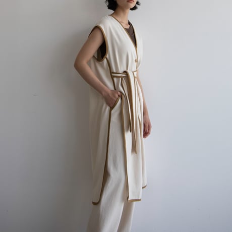 【nokcha original】2way long jilet/ivory_no0219