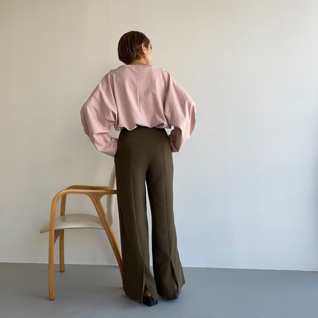 【nokcha original】back slit long pants/deep khaki_np0453