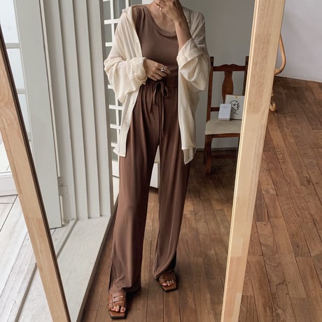 【nokcha original】material lady pants/brown_np0244