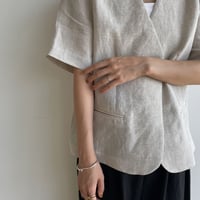 《予約販売》no collar linen jacket/2colors_no0302