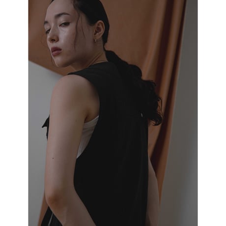 - AUTHENTIC series - mannish twill vest/black_an0008