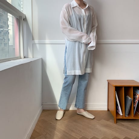✳︎予約販売✳︎sheer  slit shirt/2colors_nb0002