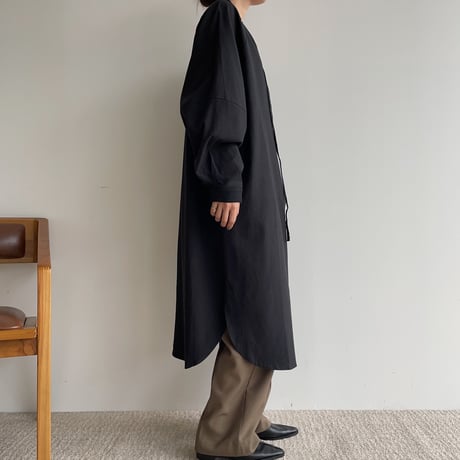 【nokcha original】accent jacquard long shirt/black_nb0081