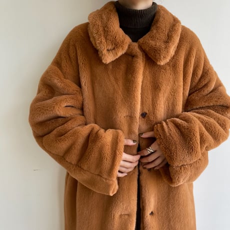 【nokcha original】long fur coat/camel orange_no0239