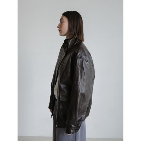 《予約販売》mannish glossy leather like jacket/2colors_no0507