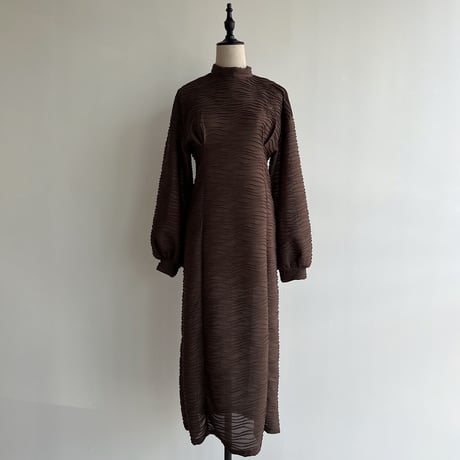 【nokcha original】volume long dress/brown_nd0119