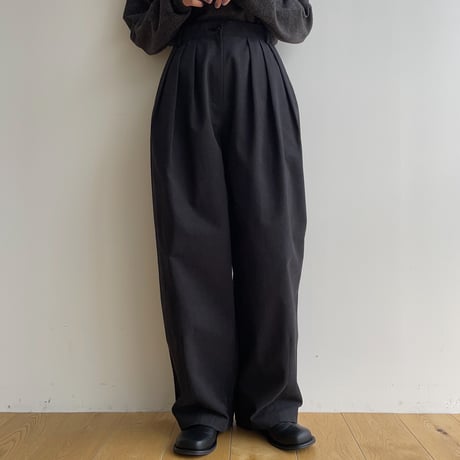 【nokcha original】tuck oval twill pants/ 2colors_np0924