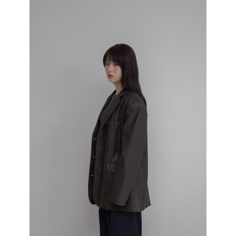 《予約販売》vintage like tailored eco leather jacket_no0369