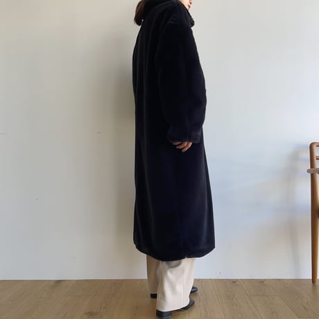 【nokcha original】long fur coat/navy black_no0240