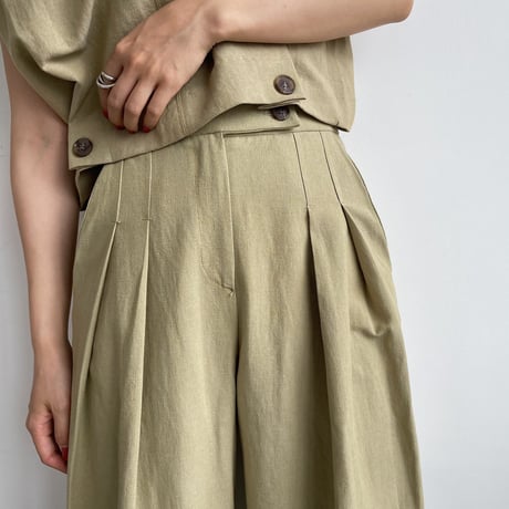 【nokcha original】linen tuck cocoon pants/pistacchio_np0400