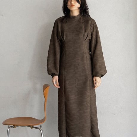 【nokcha original】volume long dress/brown_nd0119