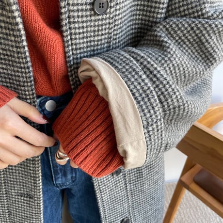 【nokcha original】hounds tooth check coat/black_no0174