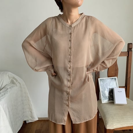 【nokcha original】sheer raglan over shirt/beige_nt0513