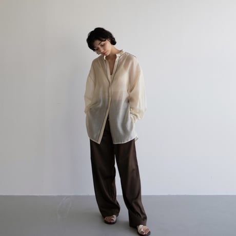 【nokcha original】piping sheer blouse/ivory_nb0055