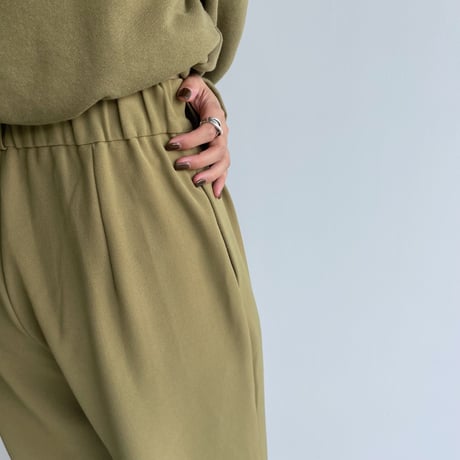 【nokcha original】 quality two tuck wide pants/green tee_np0466
