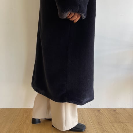 【nokcha original】long fur coat/navy black_no0240