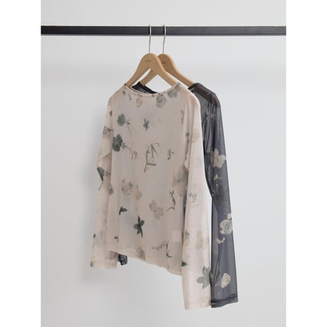 《予約販売》vintage like flower sheer tops/2colors_nt2522