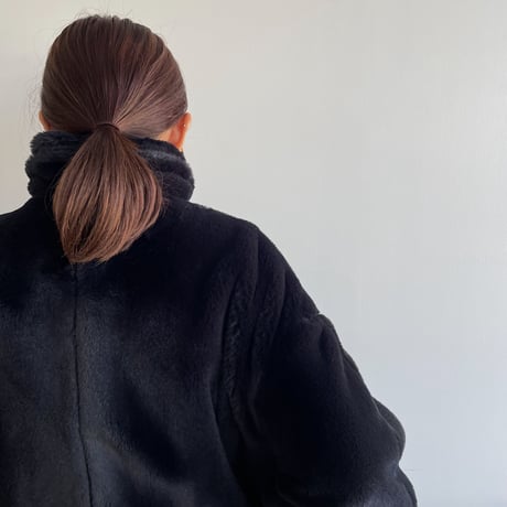 【nokcha original】long fur coat/navy black_no0240