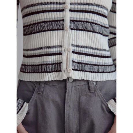 《予約販売》accent border knit cardigan/2colors_nt2515