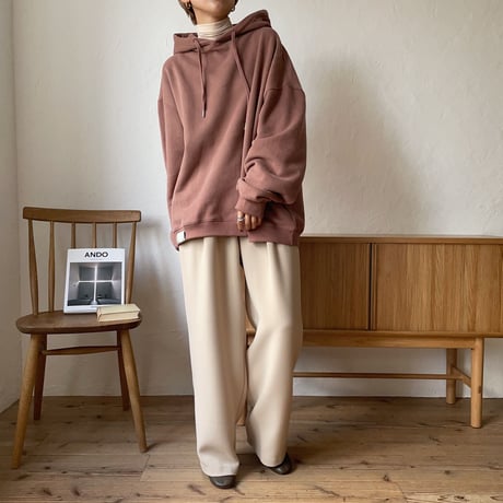 【nokcha original】unisex label hood pullover/dark pink_nt0736
