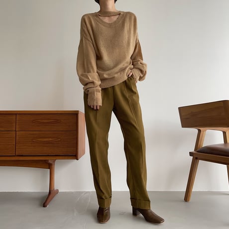 【nokcha original】roll up tapered pants/olive_np0460
