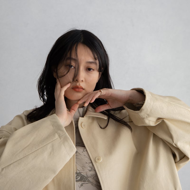 nokcha original】eco leather over jacket/ivory_ nokcha original】eco leather over jacket/ivory_