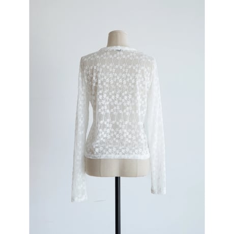 《予約販売》jacquard sheer no collar cardigan/2colors_nt2566