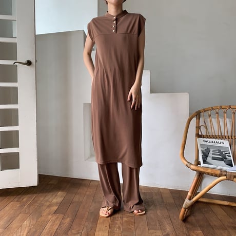 【nokcha original】material lady pants/brown_np0244