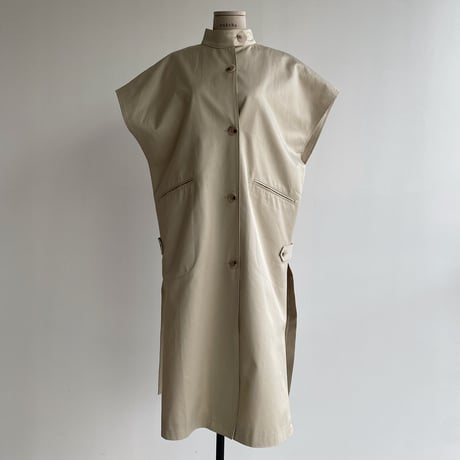 【nokcha original】twill slit long vest/ivory_no0204