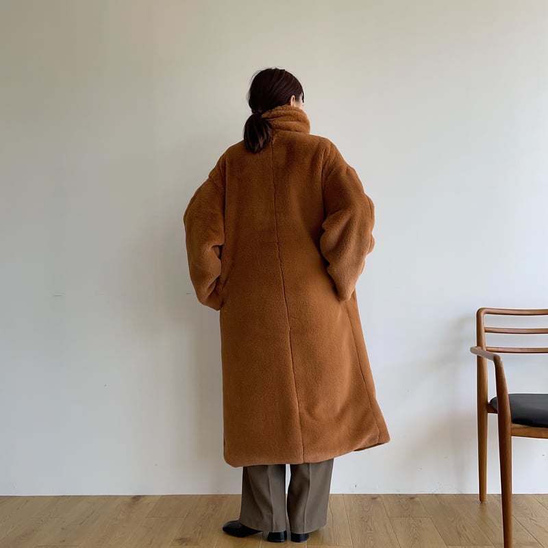 nokcha original】long fur coat/camel orange_no0