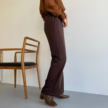 【nokcha original】satin slit pants/brown_np0456